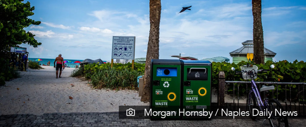 WM Solar Powered Trash Compactors. Photo by Morgan Hornsby / Naples Daily News